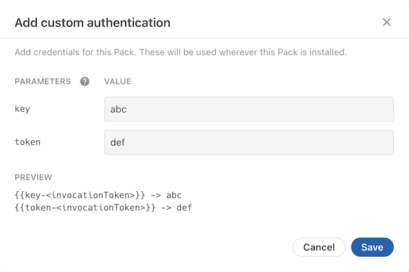Entering tokens for custom authentication